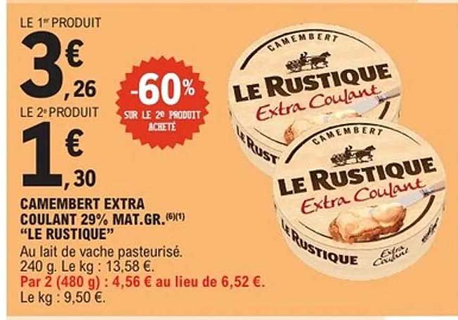 CAMEMBERT EXTRA COUANT 29% MAT.GR. "LE RUSTIQUE"