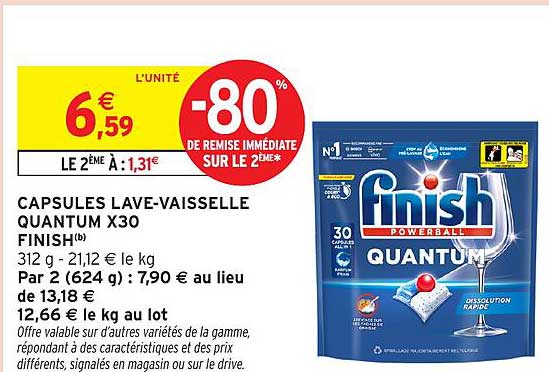 CAPSULES LAVE-VAISSELLE QUANTUM X30 FINISH