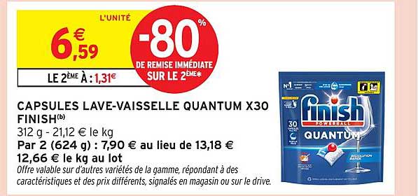 CAPSULES LAVE-VAISSELLE QUANTUM X30 FINISH