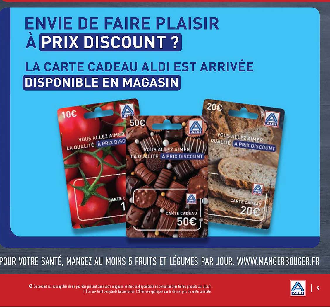 CARTE CADEAU ALDI DISPONIBLE EN MAGASIN