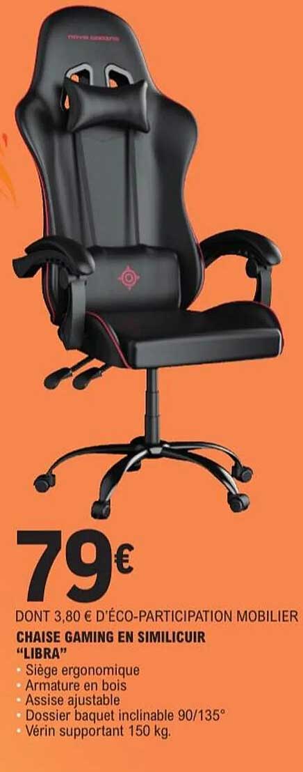 CHAISE GAMING EN SIMILICUIR "LIBRA"
