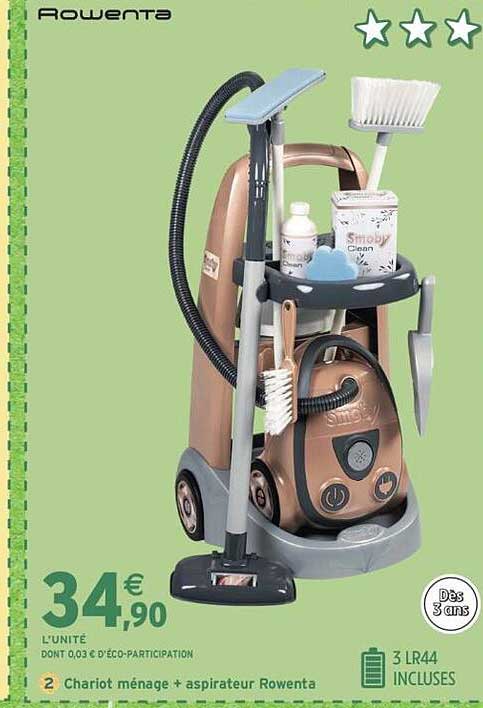 Chariot ménage + aspirateur Rowenta