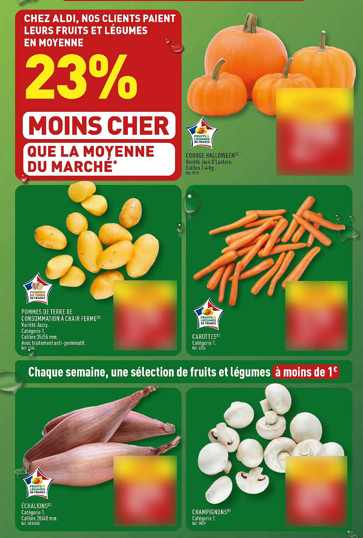 Chez ALDI, nos clients paient leurs fruits et légumes en moyenne 23% moins cher que la moyenne du marché
