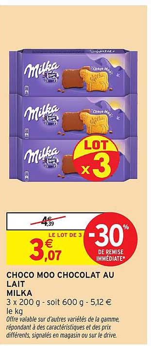 Choco Moo Chocolat au Lait Milka 3 x 200 g
