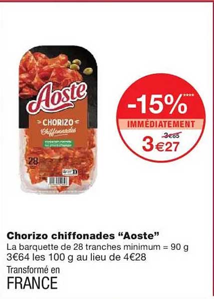 Chorizo chiffonnades “Aoste”