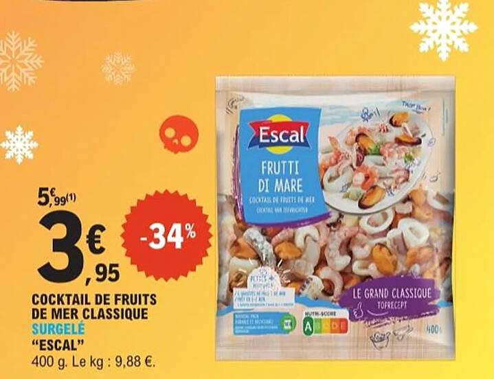 COCKTAIL DE FRUITS DE MER CLASSIQUE SURGELÉ "ESCAL"