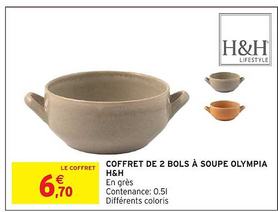 COFFRET DE 2 BOLS À SOUPE OLYMPIA H&H