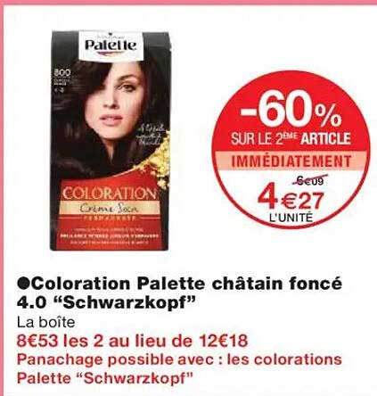 Coloration Palette châtain foncé 4.0 "Schwarzkopf"