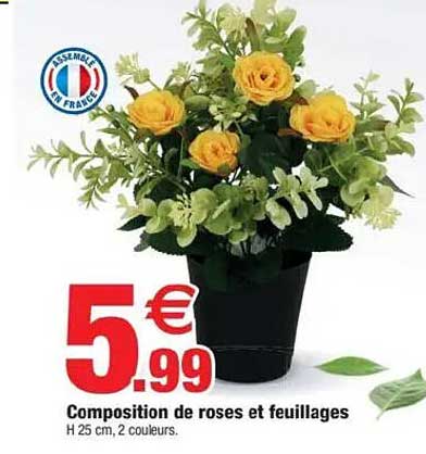 Composition de roses et feuillages
