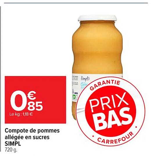 Compote de pommes allégée en sucres SIMPL