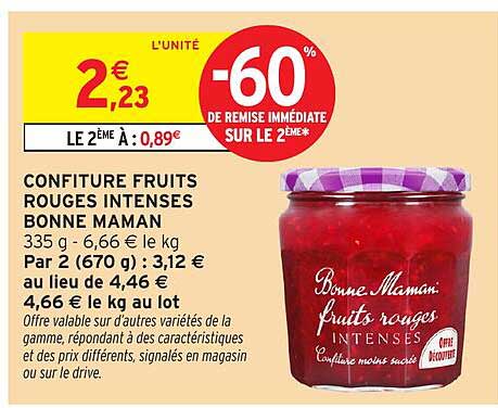 CONFITURE FRUITS ROUGES INTENSES BONNE MAMAN