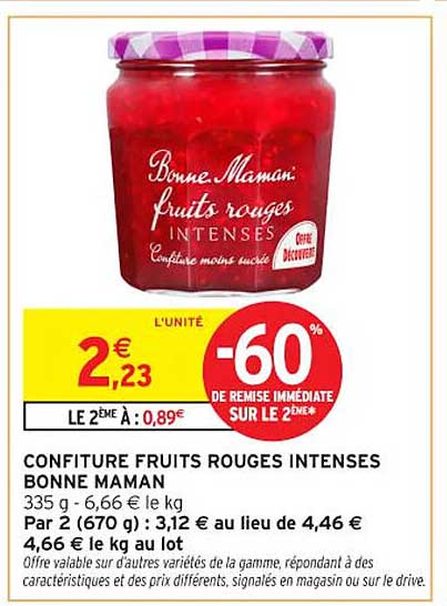 CONFITURE FRUITS ROUGES INTENSES BONNE MAMAN