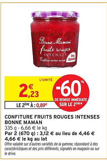 CONFITURE FRUITS ROUGES INTENSES BONNE MAMAN