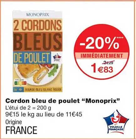 Cordons bleus de poulet “Monoprix”