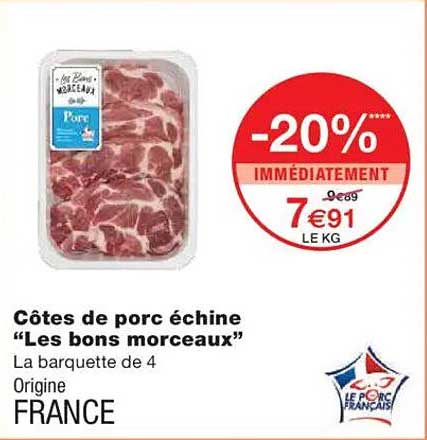 Côtes de porc échine "Les bons morceaux"
