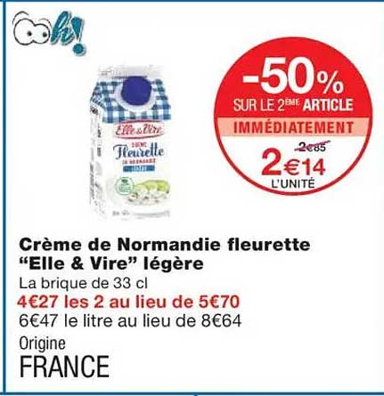 Crème de Normandie fleurette “Elle & Vire” légère