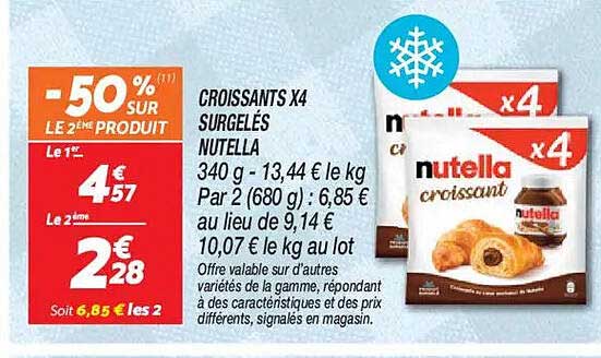CROISSANTS X4 SURGELÉS NUTELLA