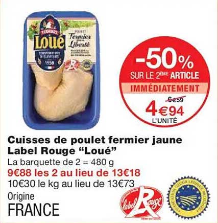 Cuisses de poulet fermier jaune Label Rouge “Loué”