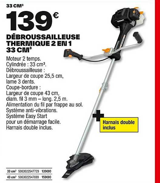 DÉBROUSSAILLEUSE THERMIQUE 2 EN 1 33 CM³