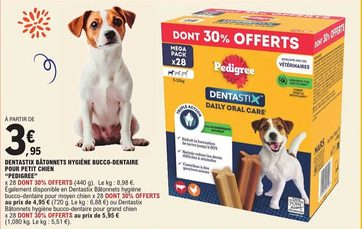 DENTASTIX bâtonnets hygiène bucco-dentaire pour petit chien "PEDIGREE"