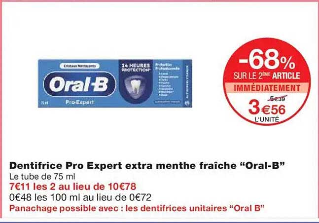 Dentifrice Pro Expert extra menthe fraîche "Oral-B"