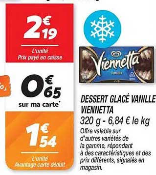 DESSERT GLACÉ VANILLE VIENNETTA