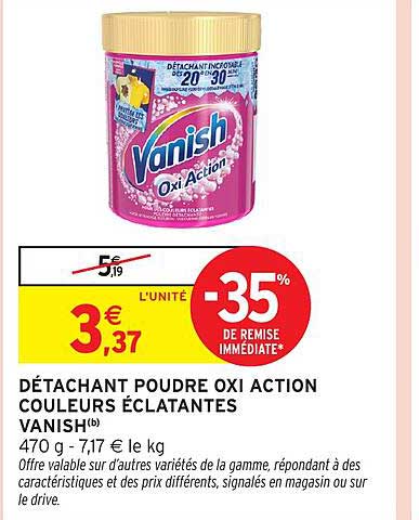 DÉTACHANT POUDRE OXI ACTION COULEURS ÉCLATANTES VANISH