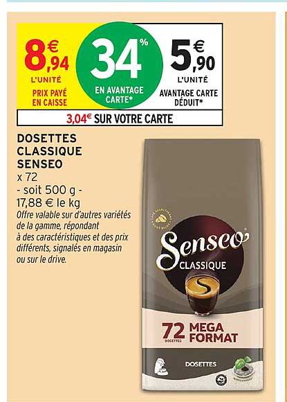 DOSSETTES CLASSIQUE SENSEO x 72