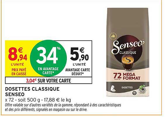 DOSSETTES CLASSIQUE SENSEO x 72
