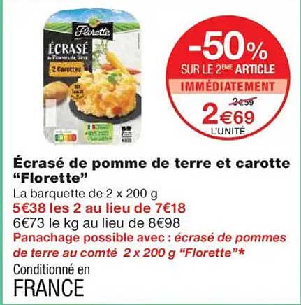 Écrasé de pomme de terre et carotte "Florette"