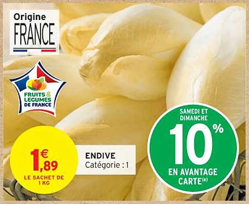 Endive - 1,89 € le sachet de 1 kg