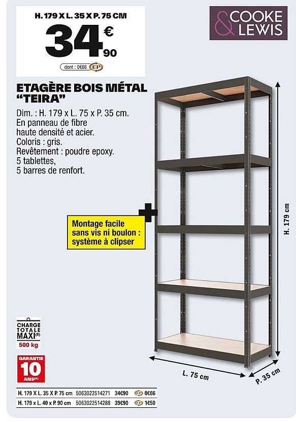 ETAGÈRE BOIS MÉTAL “TEIRA”