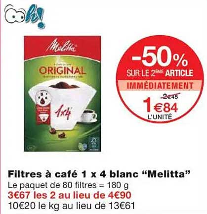 Filtres à café 1 x 4 blanc "Melitta"