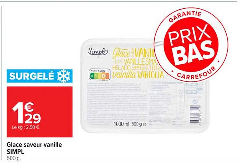Glace saveur vanille SIMPL