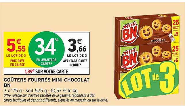GOÛTERS FOURRÉS MINI CHOCOLAT BN