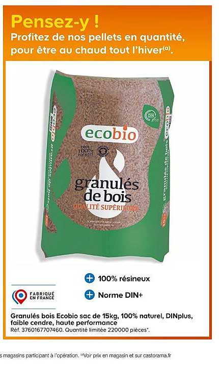 Granulés de bois Ecobio - sac de 15kg