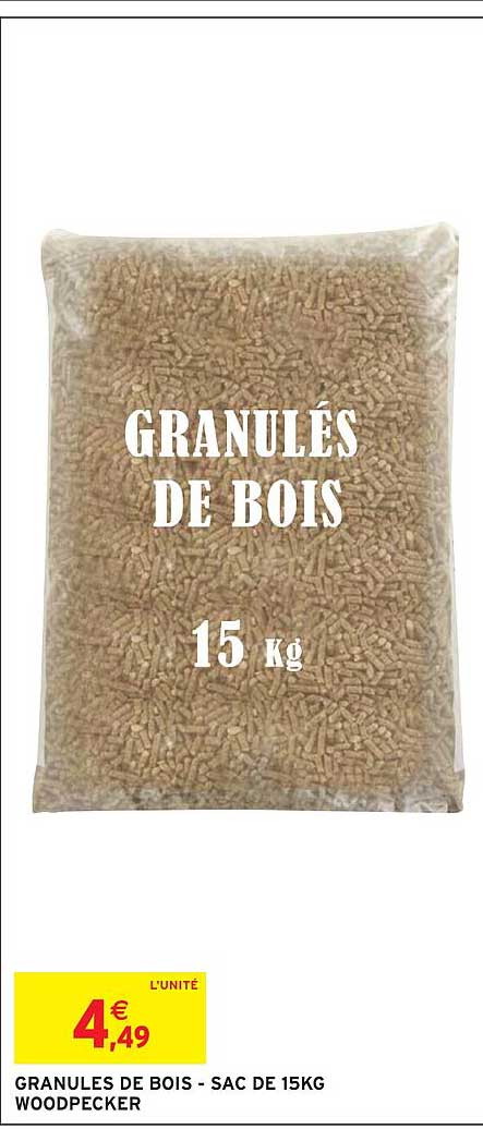 GRANULÉS DE BOIS - SAC DE 15KG WOODPECKER