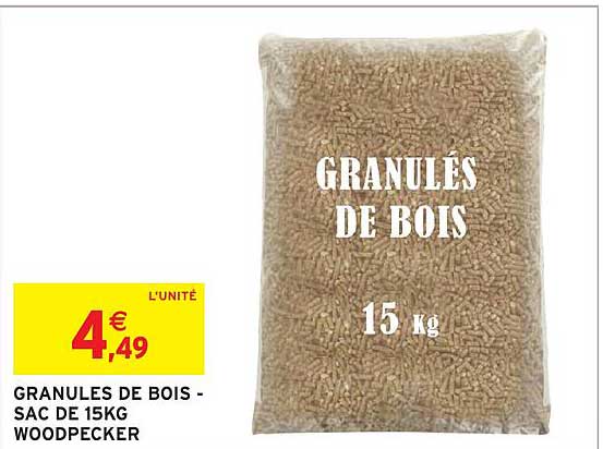 GRANULÉS DE BOIS - SAC DE 15KG WOODPECKER