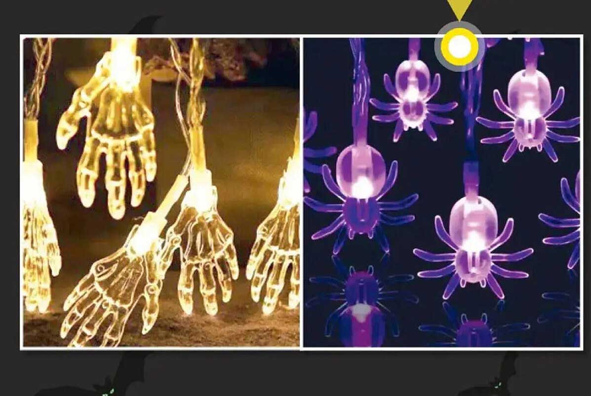 Guirlande LED Halloween mains et araignées
