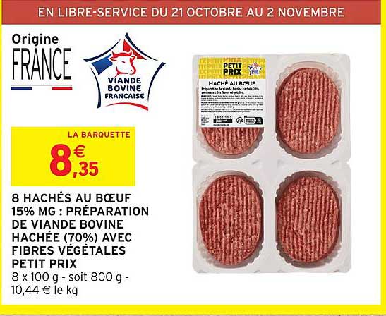 HACHÉ AU BŒUF 15% MG : PRÉPARATION DE VIANDE BOVINE HACHÉE