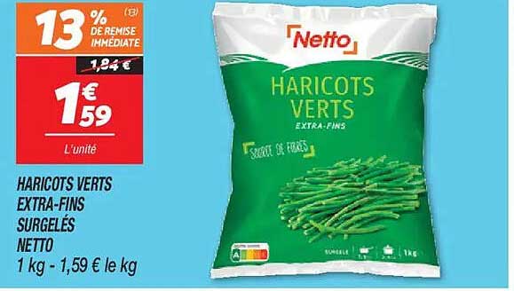 HARICOTS VERTS EXTRA-FINS SURGELÉS NETTO