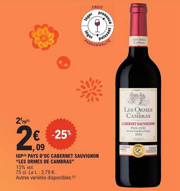 IGP PAYS D'OC CABERNET SAUVIGNON "LES ORMES DE CAMBRAS"