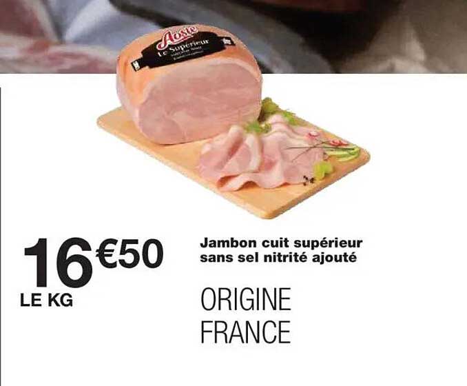 Jambon cuit supérieur sans sel nitrité ajouté