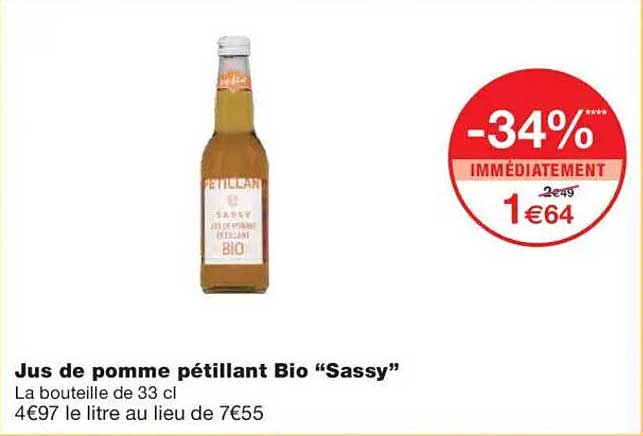 Jus de pomme pétillant Bio “Sassy”