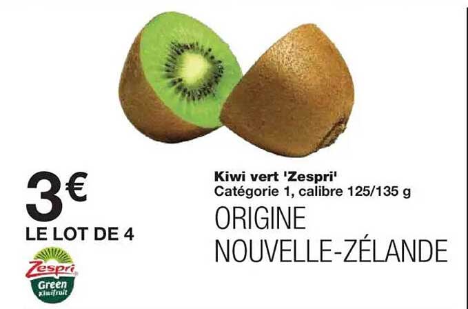 Kiwi vert 'Zespri' Catégorie 1, calibre 125/135 g