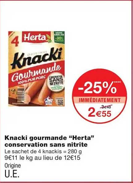 Knacki gourmande "Herta" conservation sans nitrite