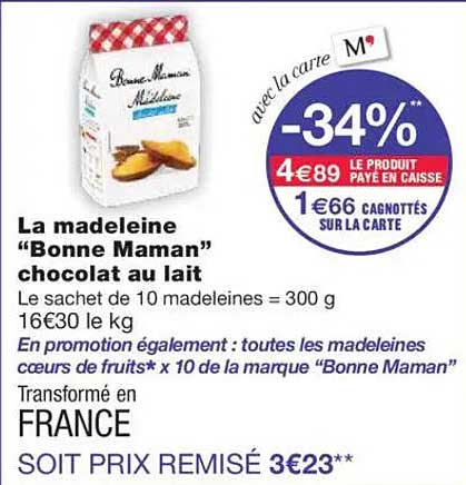 La madeleine "Bonne Maman" chocolat au lait