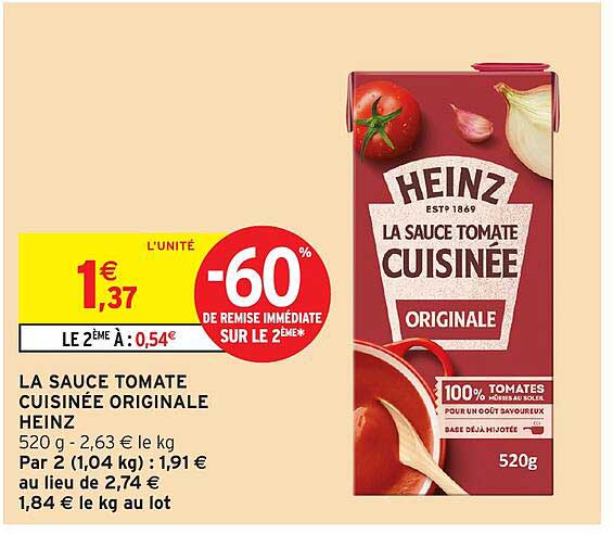LA SAUCE TOMATE CUISINÉE ORIGINALE HEINZ