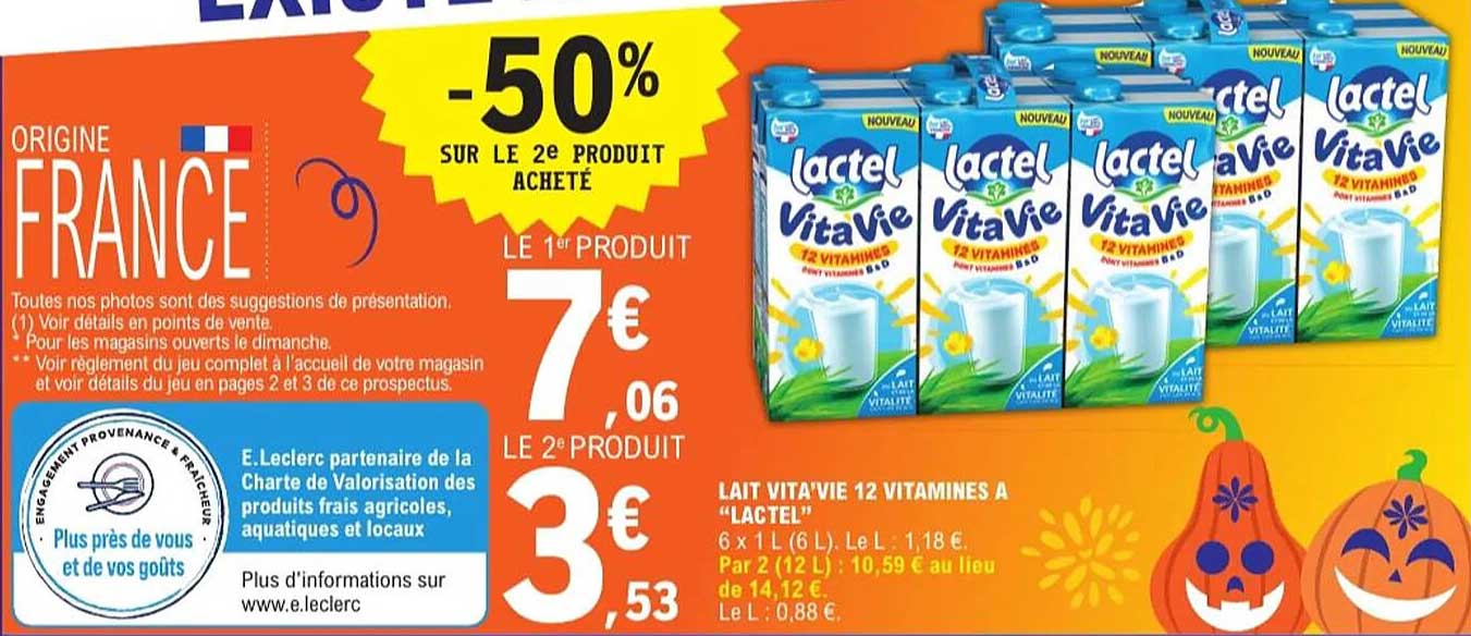 Lait Vita'Vie 12 Vitamines à "Lactel"