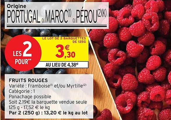 LE LOT DE 2 BARQUETTES DE 125G